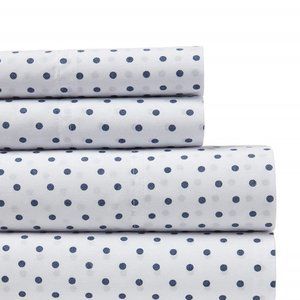Tommy Hilfiger Blue and White Polka Dot Sheets-Q